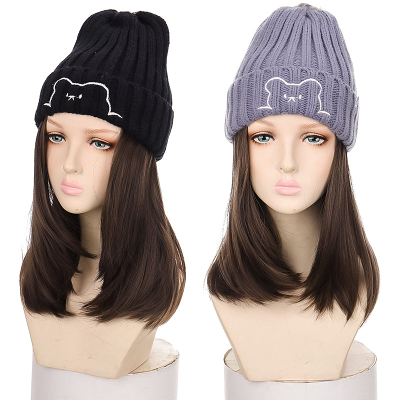 Women's Bear Knitted Hat And Wig