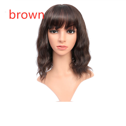 Wig Cover Air Liuhaihai Corrugated Mid-Length Curly Hair Chemical Fiber Head Cover