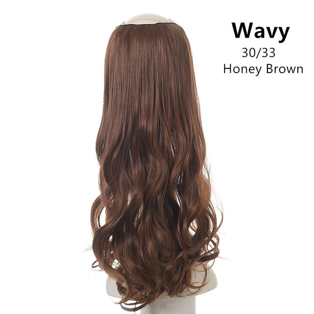 Wavy U Part Wigs for Women Clip in Hair Extension Invisible Half False Synthetic Wig Long Blonde Black Natural Hairpieces