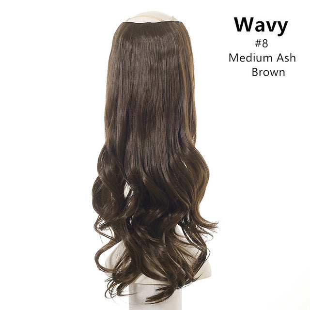 Wavy U Part Wigs for Women Clip in Hair Extension Invisible Half False Synthetic Wig Long Blonde Black Natural Hairpieces