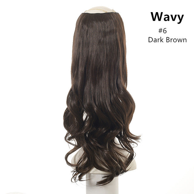 Wavy U Part Wigs for Women Clip in Hair Extension Invisible Half False Synthetic Wig Long Blonde Black Natural Hairpieces