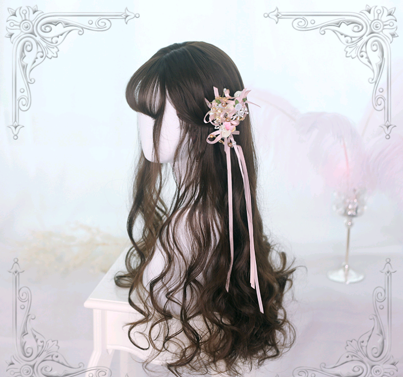 Lolita Long Curly Hair 65cm  Black Air Bangs Wig