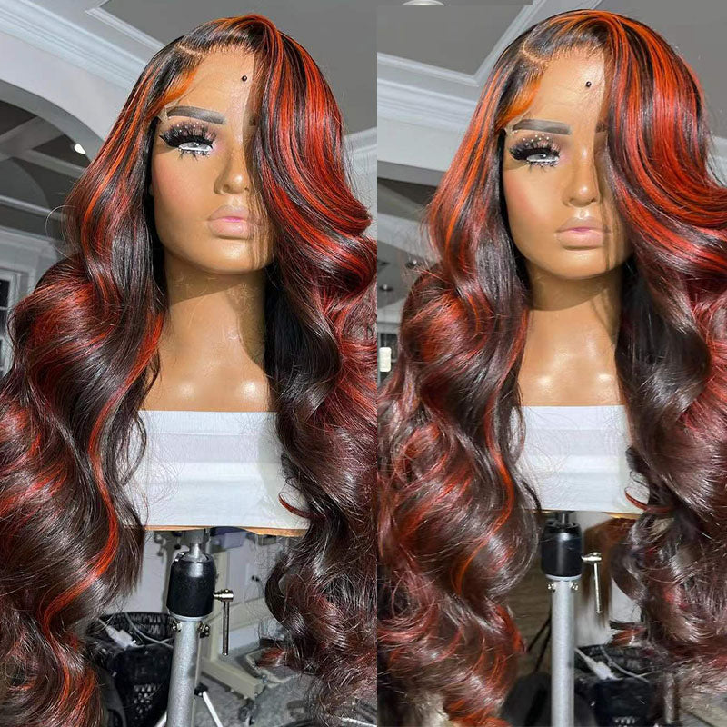 Lace Frontal Burgundy Highlight 13X4 4x4 Closure Wigs