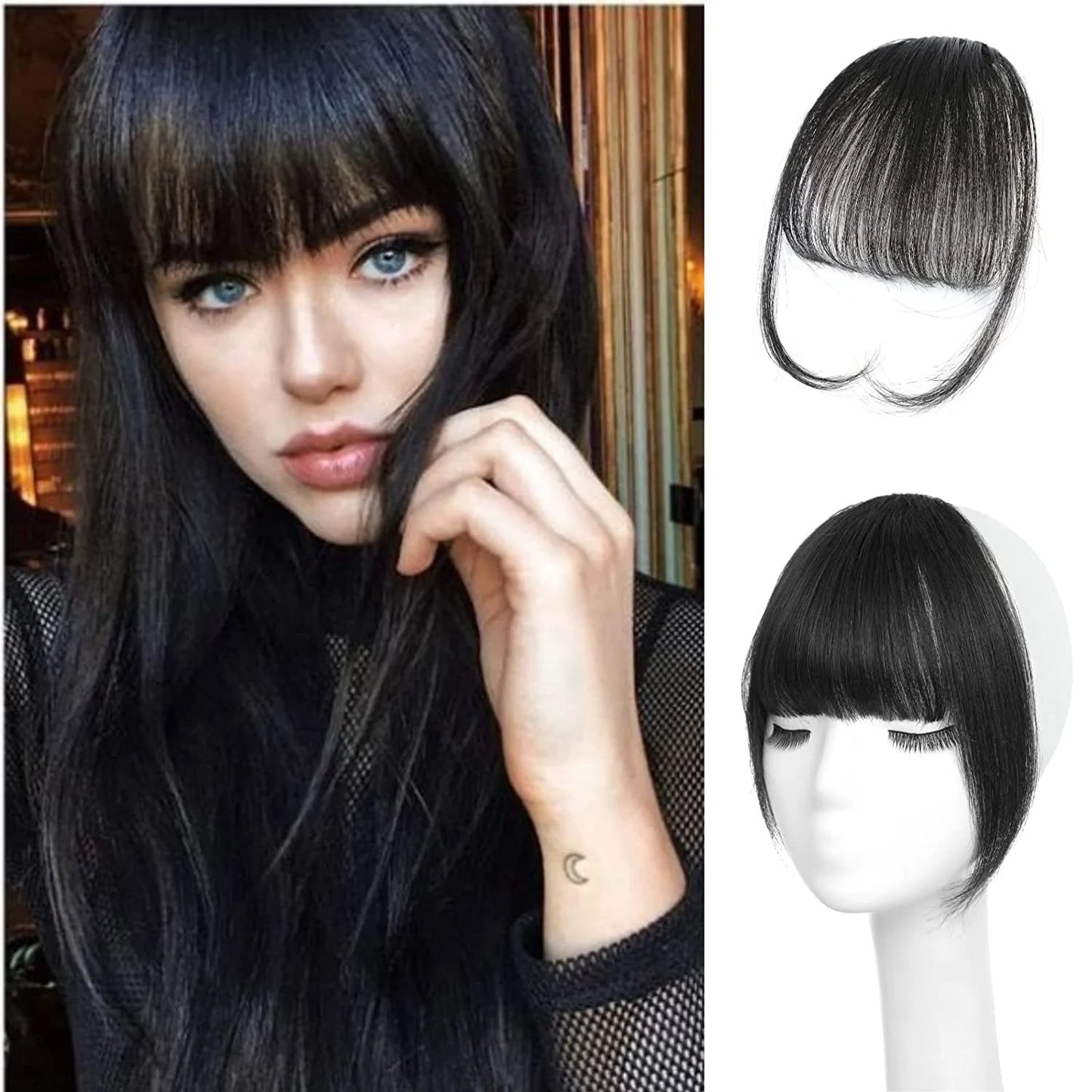 Fake Hair Clip In Air Bangs Thin Fake Fringes Natural Straight Synthetic Neat Hair Wigs Bang Accessories For Girls Invisible Natural Different Colors