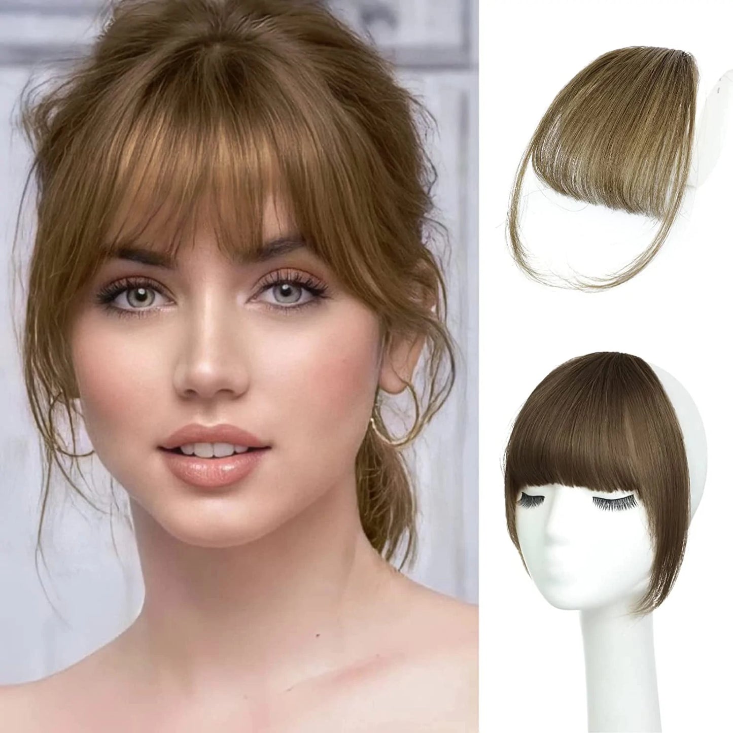 Fake Hair Clip In Air Bangs Thin Fake Fringes Natural Straight Synthetic Neat Hair Wigs Bang Accessories For Girls Invisible Natural Different Colors