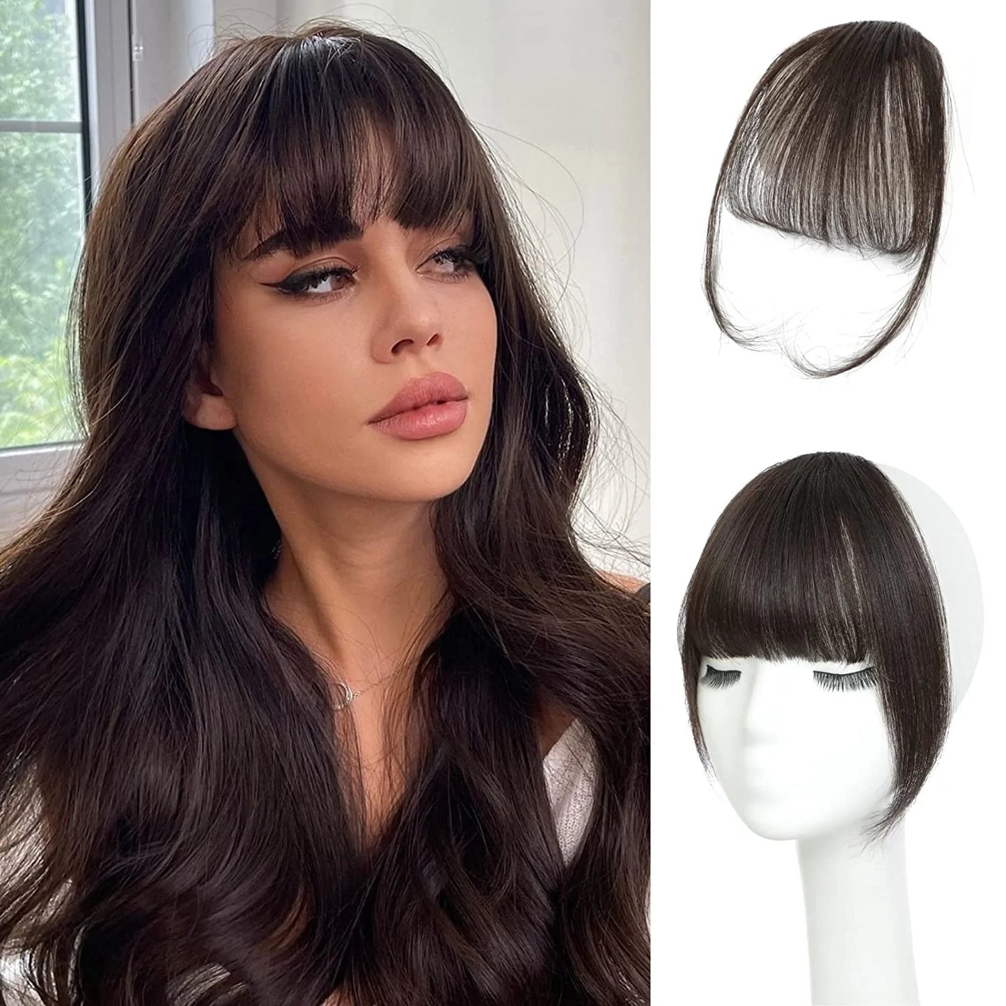 Fake Hair Clip In Air Bangs Thin Fake Fringes Natural Straight Synthetic Neat Hair Wigs Bang Accessories For Girls Invisible Natural Different Colors