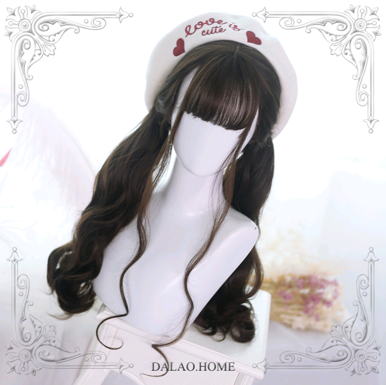 Lolita Long Curly Hair 65cm  Black Air Bangs Wig