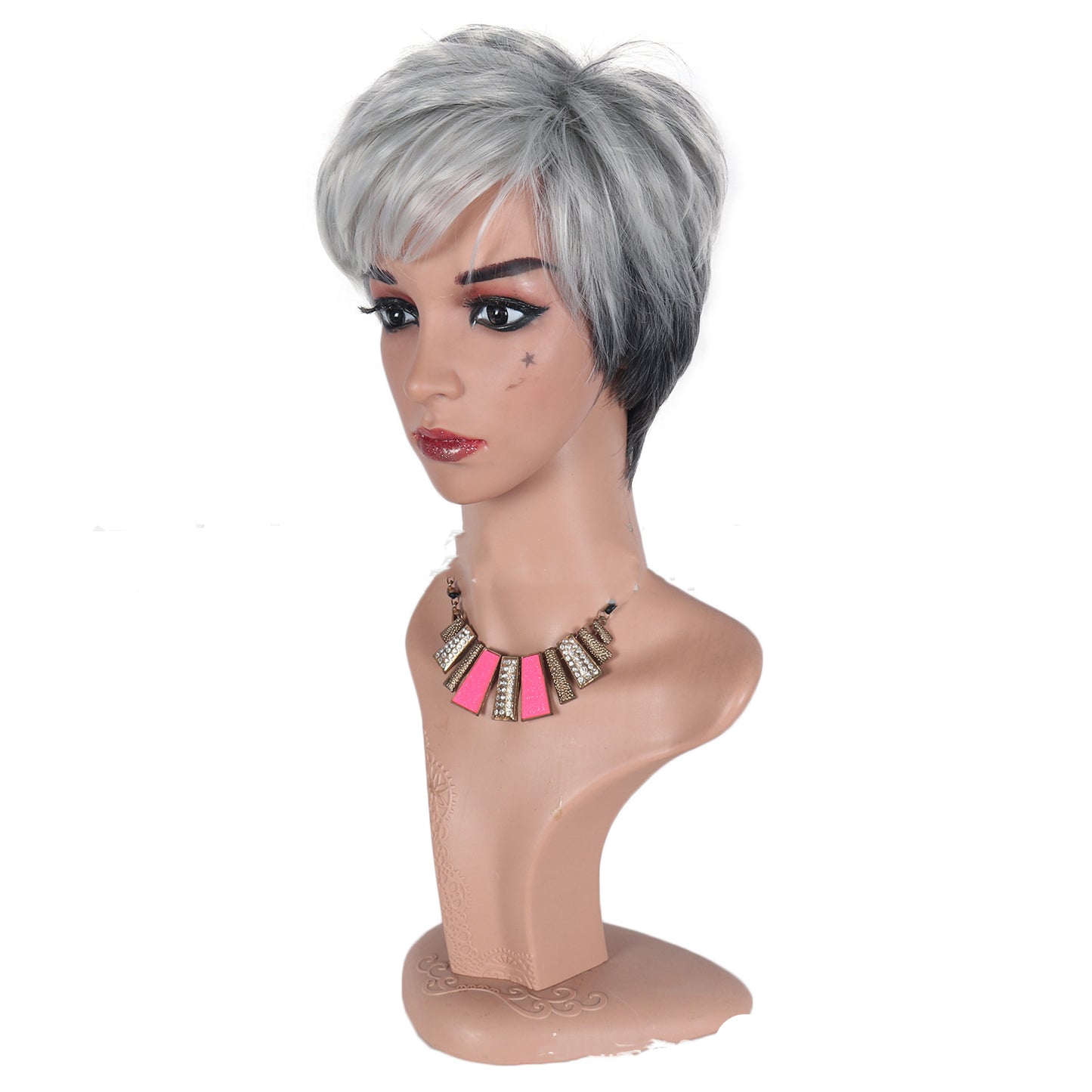 Partial Short Granny Grey Ladies Wig Headgear