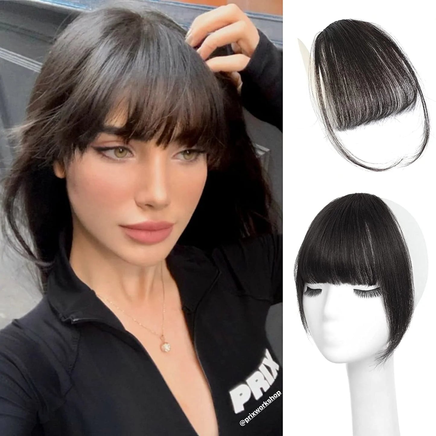 Fake Hair Clip In Air Bangs Thin Fake Fringes Natural Straight Synthetic Neat Hair Wigs Bang Accessories For Girls Invisible Natural Different Colors