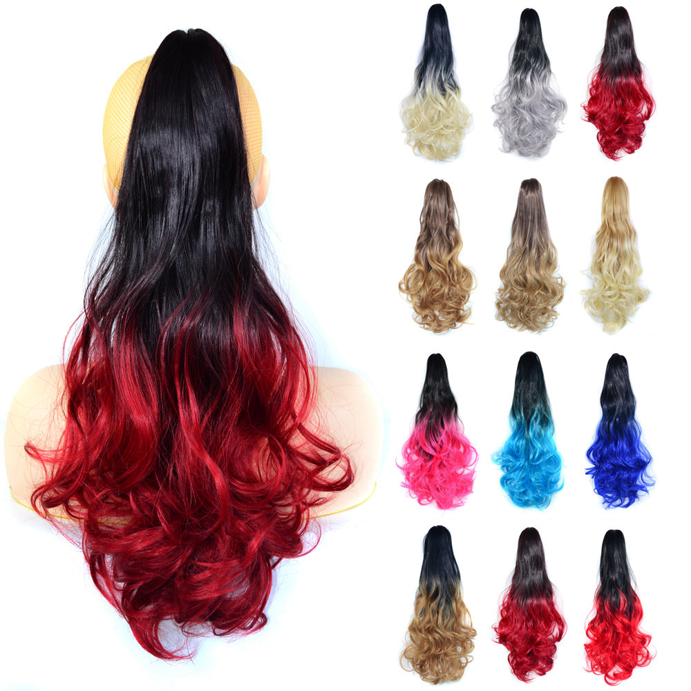 Ladies Color Long Curly Hair Wig Ponytail