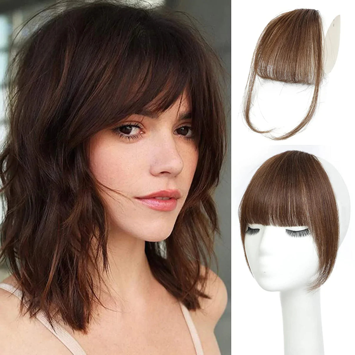 Fake Hair Clip In Air Bangs Thin Fake Fringes Natural Straight Synthetic Neat Hair Wigs Bang Accessories For Girls Invisible Natural Different Colors