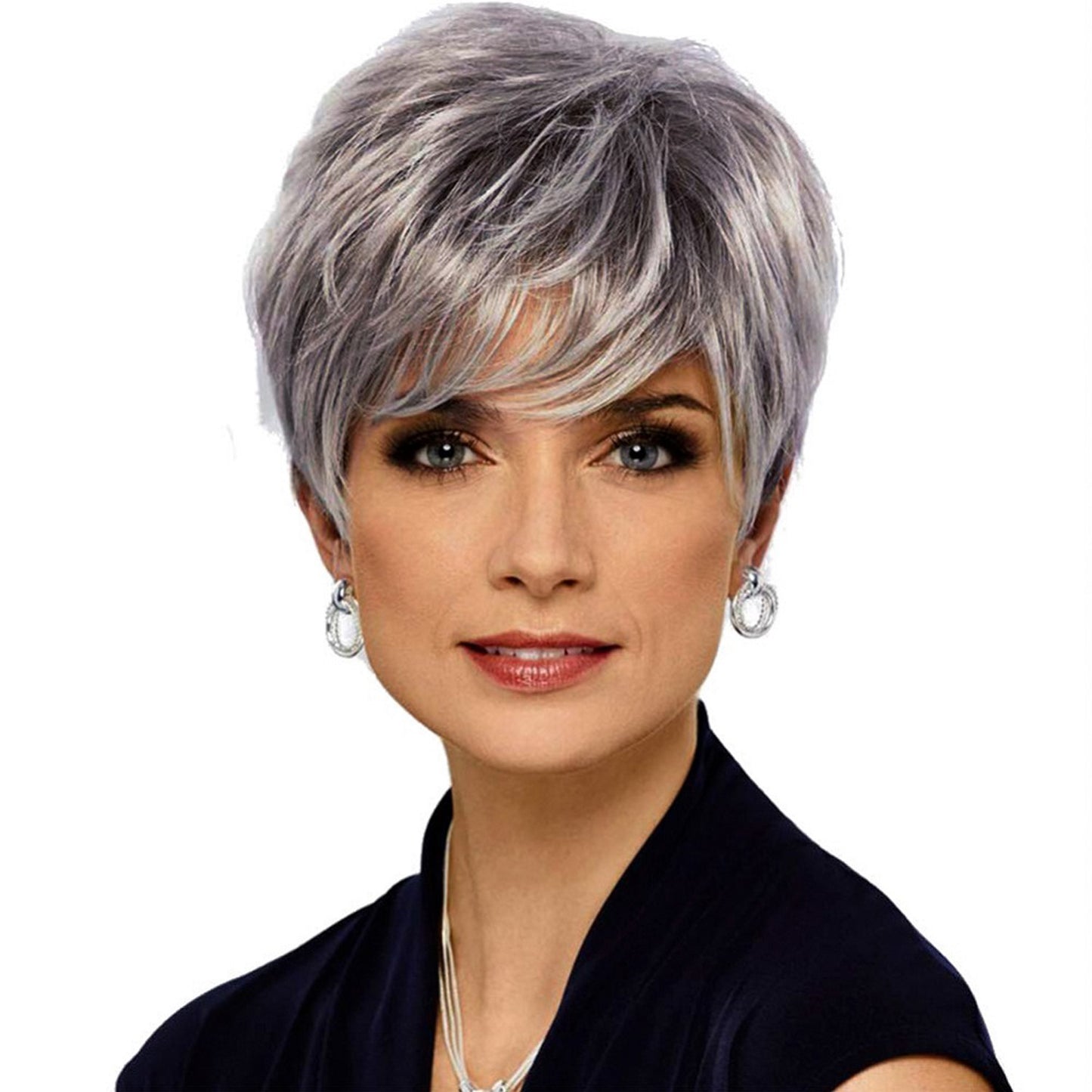 Partial Short Granny Grey Ladies Wig Headgear