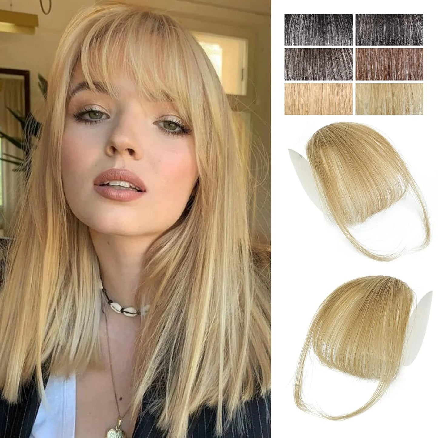 Fake Hair Clip In Air Bangs Thin Fake Fringes Natural Straight Synthetic Neat Hair Wigs Bang Accessories For Girls Invisible Natural Different Colors