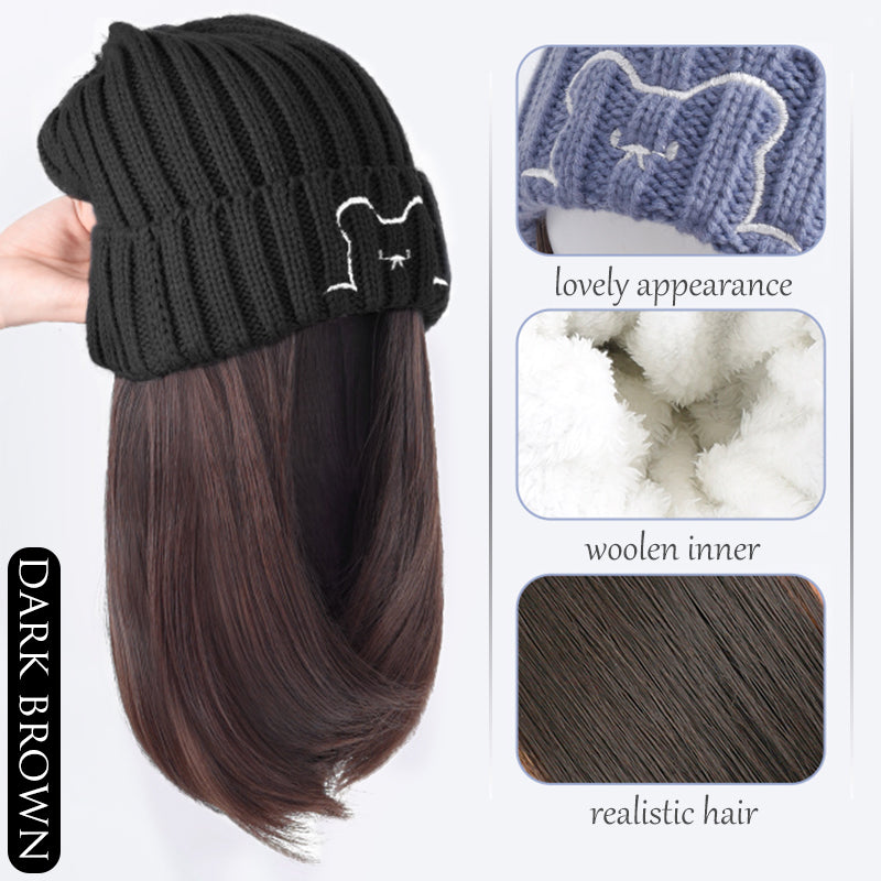 Women's Bear Knitted Hat And Wig